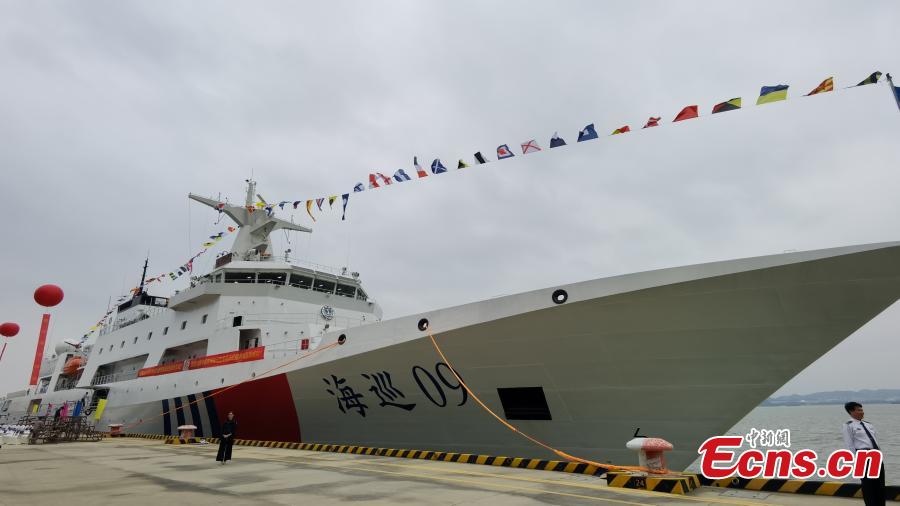 China lança primeiro navio de patrulha marítima de 10.000 toneladas em Guangzhou