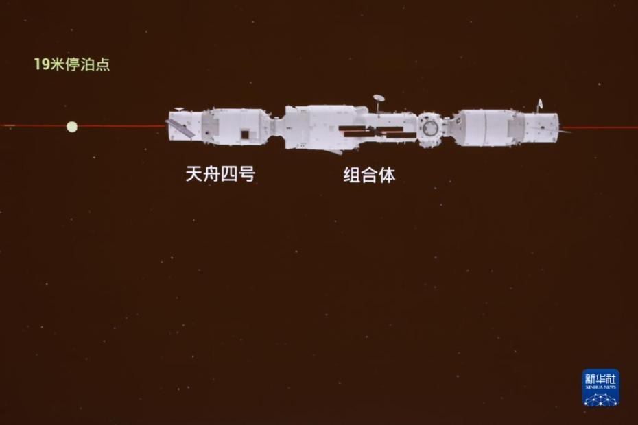 Nave de carga de Tianzhou-4 acopla à combinação de estação espacial