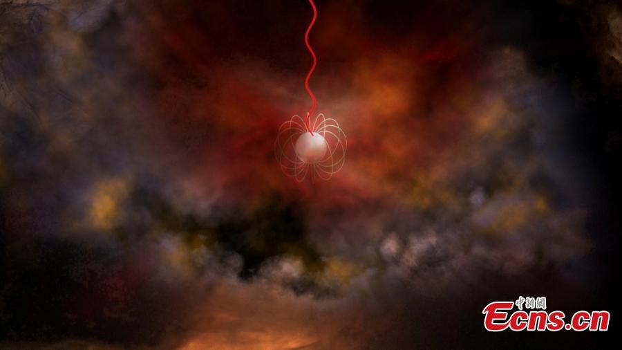 A foto documenta uma estrela de nêutrons com uma explosão de rádio rápida e ativa. 