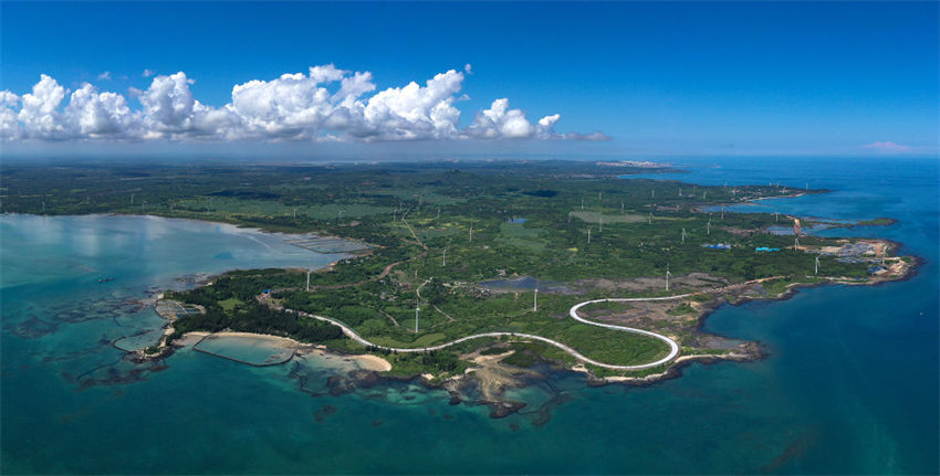 Hainan : vista aérea de estrada circular da ilha