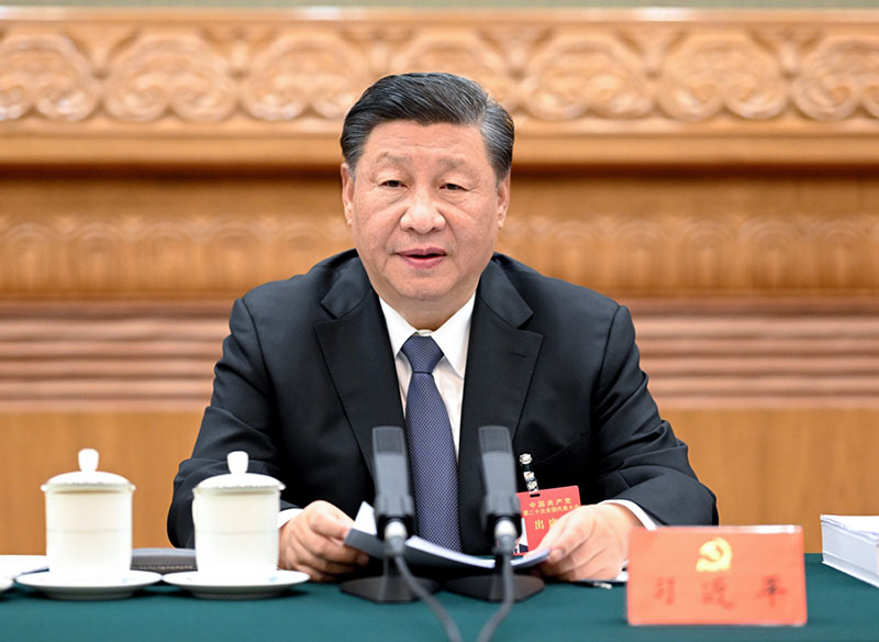 (Congresso do PCCh) Xi Jinping preside 2ª reunião do presidium do 20º Congresso Nacional do PCCh