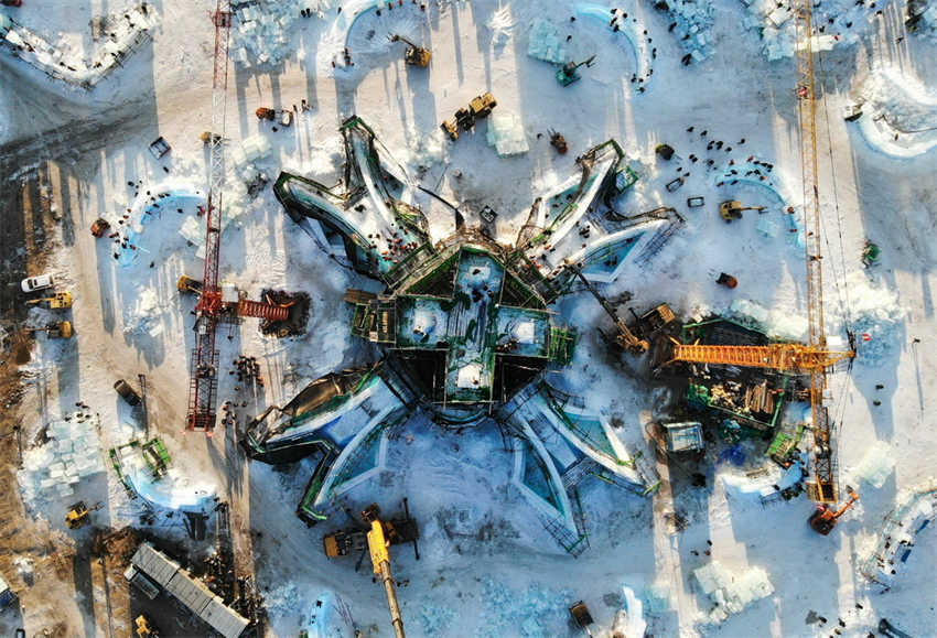 Heilongjiang: construção do Parque Temático Mundo de Gelo e Neve em Harbin está em andamento