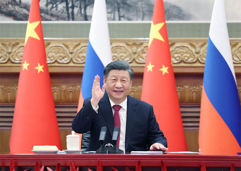 Xi Jinping realiza videoconferência com o presidente russo Vladimir Putin