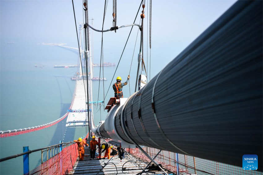 Ponte Lingdingyang está em construção em Guangdong 