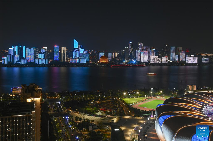 Vistas aéreas de Hangzhou, cidade-sede dos 19º Jogos Asiáticos