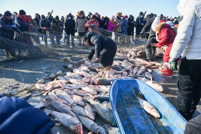 Galeria: pesca de inverno em lago de Jilin, nordeste da China