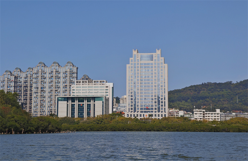 Xiamen: garças-brancas voam no Lago Yundang