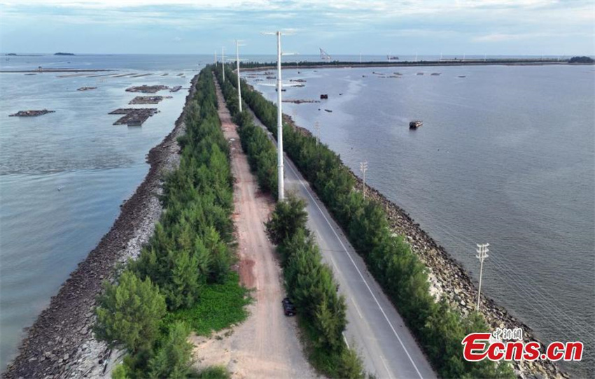 Guangxi: paisagem maravilhosa da estrada sobre o mar