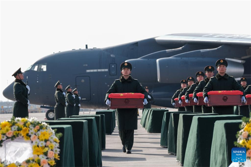 Restos mortais de 43 mártires chineses da Guerra da Coreia retornam à China da República da Coreia