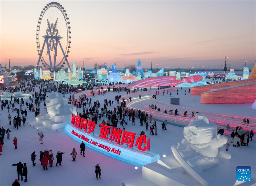 Recursos ricos de gelo e neve impulsionam turismo de inverno de Harbin