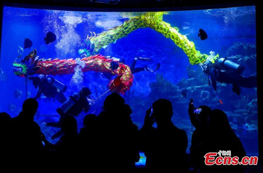 Hubei encena dança do dragão subaquática para dar as boas-vindas ao Festival da Primavera