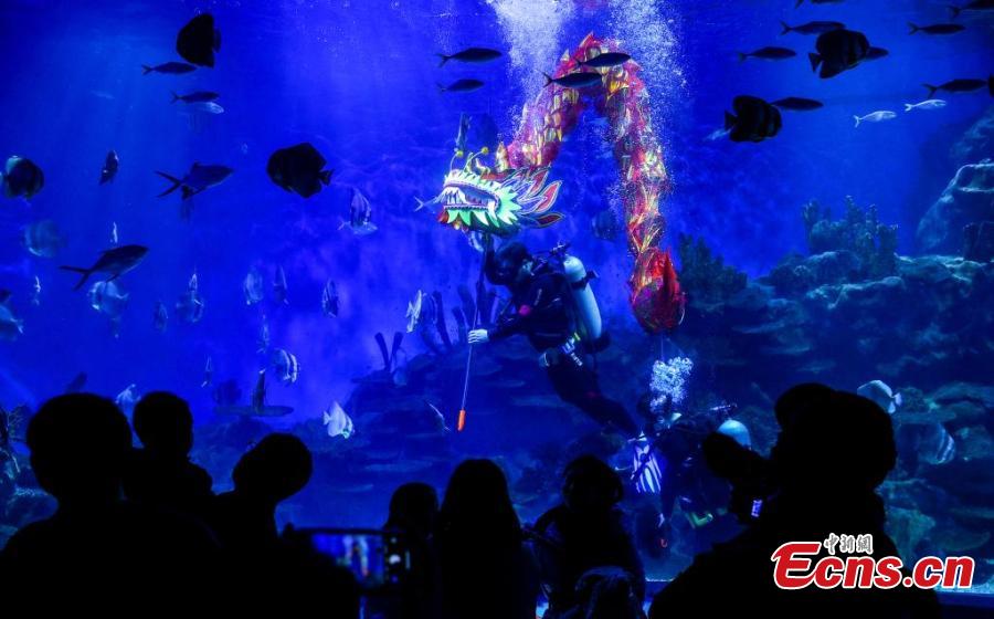 Hubei encena dança do dragão subaquática para dar as boas-vindas ao Festival da Primavera