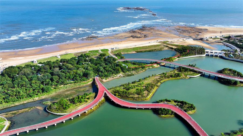 Testemunhando a construção de belas baías em Shandong, no leste da China