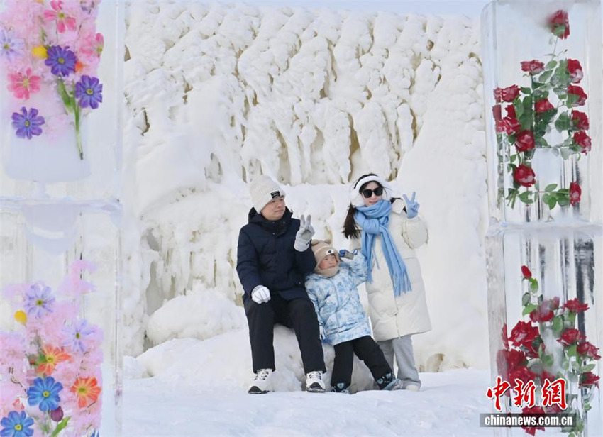 Galeria: paisagem de gelo e neve com tema de rosas atrai turistas