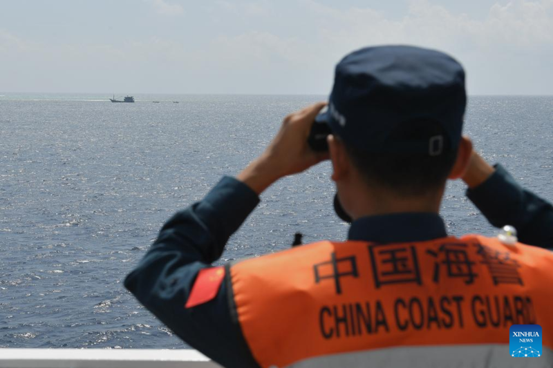 Navio Sandu da Guarda Costeira da China realiza patrulhas no Mar do Sul da China