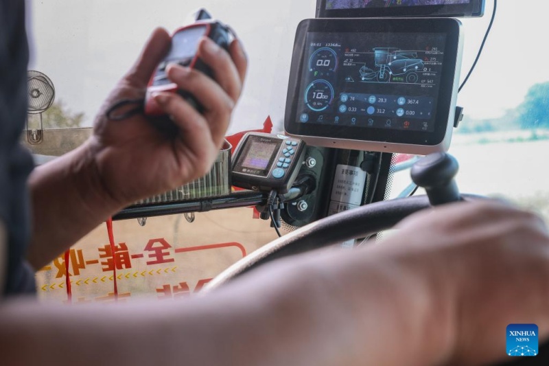 Dispositivos inteligentes implantados durante colheita de trigo em Anhui, na China
